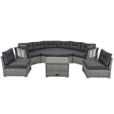 Patio Furniture Set Outdoor Furniture Daybed Rattan Sectional Furniture Set Patio Seating Group With Cushions and Center Table for Patio, Lawn, Backyard, Pool, Grey