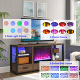 60 inch Electric Fireplace Media TV Stand With Sync Colorful LED Lights