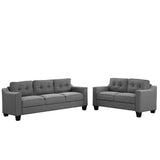 Piece Living Room Set with tufted cushions.