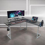 Techni Sport Warrior L-Shaped Gaming Desk, Black