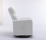 White Fabric Swivel Rocking Chair Gilder Chair With Pocket,White