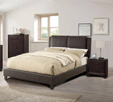 California King Size Bed 1pc Bed Set Brown Faux Leather Upholstered