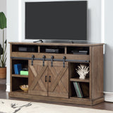 Devine Home Farmhouse 66 inch Electric Fireplace TV Stand for TVs up to 80 inches, Barnwood Finish