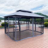 13x10 Outdoor Patio Gazebo Canopy Tent With Ventilated Double Roof And Mosquito net