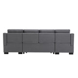 Grey Upholstered Sleeper Sectional Sofa with Double Storage Spaces