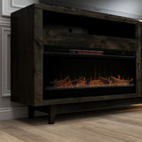 Devine 83 Inch Electric Fireplace TV Console, for TVs up to 95 inches, Charcoal-Brown Finish