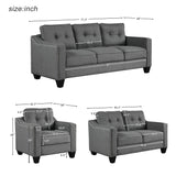 Piece Living Room Set with tufted cushions.