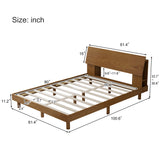 Queen 3 Piece Bedroom Set Mid Century Platform  Bed with Bookshelf