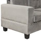 Sectional Sofa with Storage Ottoman, L-Shape Couch with 2 Pillows and Cup Holder,