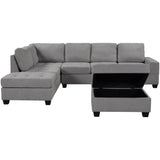 Sectional Sofa with Reversible Chaise, L Shaped  Couch Set with Storage Ottoman and Two Cup Holders for Living Room