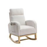 High Backrest Living Room Lounge Arm Rocking Chair with Two Side Pockets