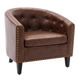 Leather Tufted Barrel ChairTub Chair for Living Room Bedroom Club Chairs