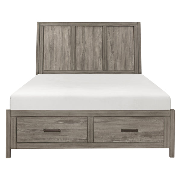 Rustic Style Queen Platform Bed with Footboard Storage Drawers