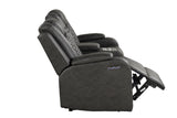 Benz LED & Power Recliner 3 PC Made With Faux Leather in Black