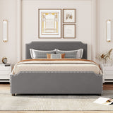 Queen Upholstered Platform Bed and 4 Drawers