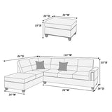 New Contemporary 3-PCS Reversible Sectional Set Living Room Furniture Espresso Faux Leather Couch Sofa Chaise Ottoman