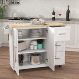 White Kitchen Island with Spice Rack