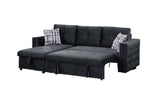 Pull Out Black Velvet Convertible Sectional Sofa