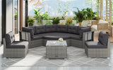 Patio Furniture Set Outdoor Furniture Daybed Rattan Sectional Furniture Set Patio Seating Group With Cushions and Center Table for Patio, Lawn, Backyard, Pool, Grey