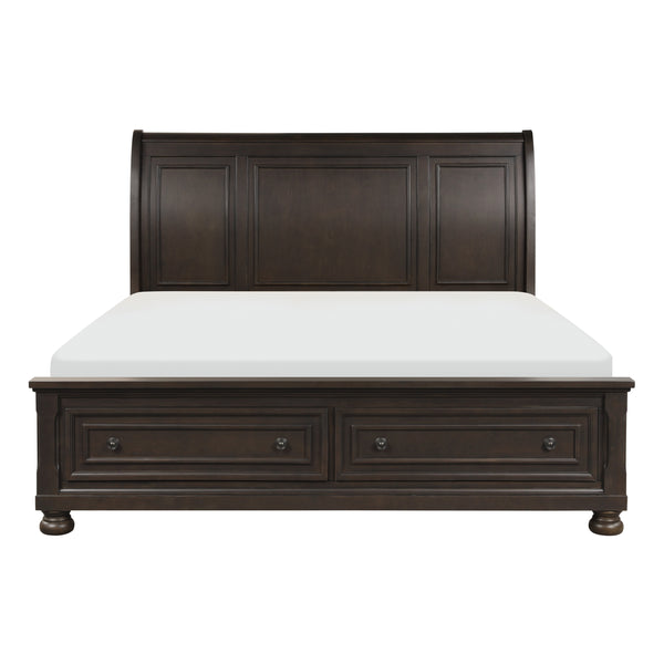 Queen Size Platform Bed with Footboard Storage Drawers Traditional Design