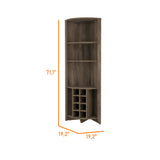 Georgia 8-Bottle 5-Shelf Corner Bar Cabinet in Dark Brown