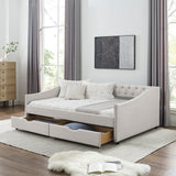 Full Size Daybed with Drawers Upholstered Tufted Sofa Bed