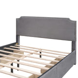 Queen Upholstered Platform Bed and 4 Drawers