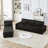 Corduroy with Cup Holder Super Large L-Shaped Sofa, Movable Footrest, Four Waist Pillows And Four Back Cushion, With USB Port