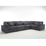 Dark Grey Oversized Modular Sectional Sofa Corduroy Upholstered