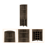 Georgia 8-Bottle 5-Shelf Corner Bar Cabinet in Dark Brown