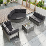 Patio Furniture Set Outdoor Furniture Daybed Rattan Sectional Furniture Set Patio Seating Group With Cushions and Center Table for Patio, Lawn, Backyard, Pool, Grey