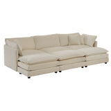 Reversible Modular 6 Seater Sectional Super Soft Sofa Couch with 3 Ottomans, 3 Toss Pillows and 2 Arm Pillows