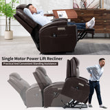 Recliner Chair for Elderly with 8-Point Vibration Massage and Lumbar Heating, Two Cup Holders and USB Charge Port