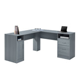 Grey Functional L-Shape Desk with Storage