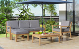 6 Piece Acacia Wood Frame Patio Sectional Sofa Set with Coffee Table and Removable Cushion for Garden Backyard Patio and Poolside(Grey)