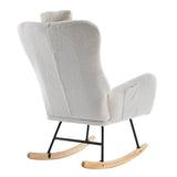 White Rocking Chair with Pocket Soft  Fabric