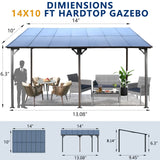 10' x 14' Outdoor Pergola Gazebo,Wall-Mounted Lean to Metal Awning Gazebo with Roof,Large Heavy Duty for Patio,Decks,Backyard