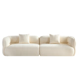 White sectional sofa, durable fabric, solid wood frame, high density sponge filler