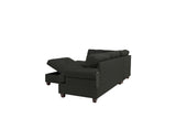 Contemporary 3-pcs Sectional Sofa Ash Black Polyfiber Cushion Sofa Chaise Ottoman Reversible Couch Pillows