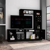 6-Bottle 2-Door Entertainment Center Black Wengue