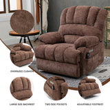 High Back Large Size Chenille Power Lift Recliner Chair with Vibration Massage and Lumbar