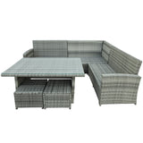 6-Piece Patio Furniture Set Outdoor Sectional Sofa with Glass Table, Ottomans for Pool, Backyard, Lawn (Gray)