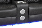 Benz LED & Power Recliner 3 PC Made With Faux Leather in Black