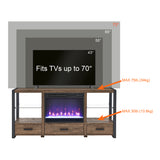 60 inch Electric Fireplace Media TV Stand With Sync Colorful LED Lights