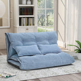 Blue Adjustable Folding Futon Video Gaming Sofa