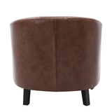 Leather Tufted Barrel ChairTub Chair for Living Room Bedroom Club Chairs