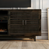 Devine 83 Inch Electric Fireplace TV Console, for TVs up to 95 inches, Charcoal-Brown Finish