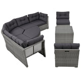 Patio Furniture Set Outdoor Furniture Daybed Rattan Sectional Furniture Set Patio Seating Group With Cushions and Center Table for Patio, Lawn, Backyard, Pool, Grey