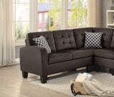 Dark Brown Reversible 4-Piece Sectional Sofa Tufted Detail Textured Fabric