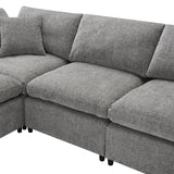 Modular Cloud Sofa Bed, 6 Seat Chenille Sectional Couch Set with Ottoman